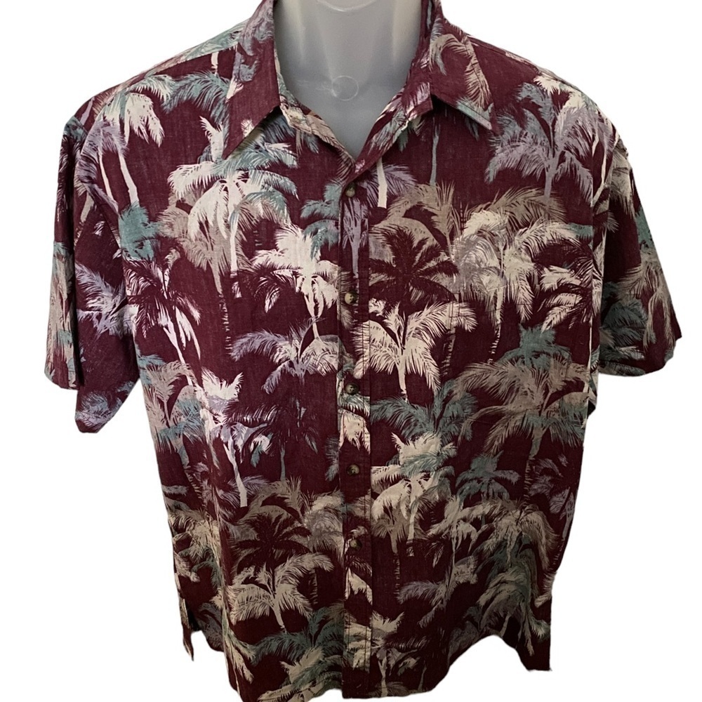 TORI RICHARD Honolulu Maroon Tropical Floral Aloha Hawaiian Shirt Men M Medium - Picture 1 of 5